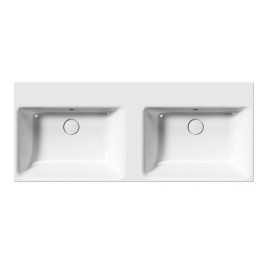 NUBES double lavabo en céramique 120x50, pas de trou de robinet, blanc ExtraGlaze