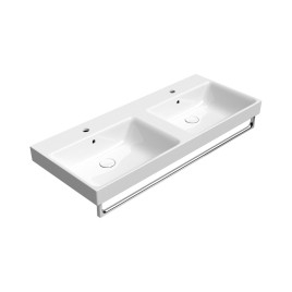 Vasque double en céramique NUBES 120x50, blanc ExtraGlaze