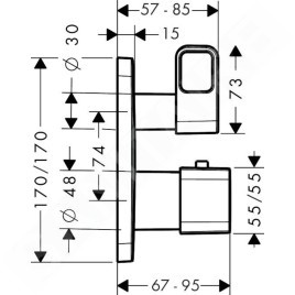 Axor Urquiola - Thermostat encastré avec vanne d’arrêt et inverseur, chrome 11733000