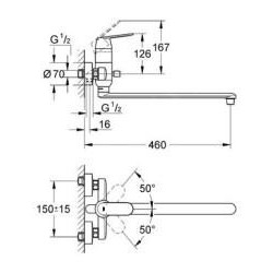 Grohe Eurosmart Cosmopolitan - Mitigeur de baignoire à levier, chrome 32847000