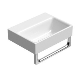 NUBES lavabo en céramique 36x28cm, pas de trou de robinet, blanc ExtraGlaze