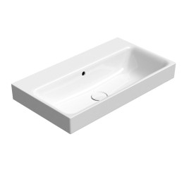 NUBES lavabo en céramique 70x40cm, pas de trou de robinet, blanc ExtraGlaze