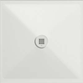 Plateau de douche en céramique 80x80x2cm, blanc mat