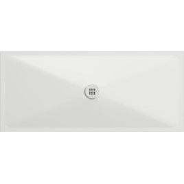Plateau de douche en céramique rectangulaire 160x70x2cm, blanc mat