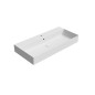 KUBE X lavabo en céramique 100x47cm, bord inférieur groud, tapis blanc
