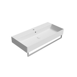 KUBE X lavabo en céramique 100x47cm, bord inférieur groud, tapis blanc