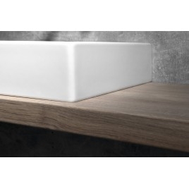 KUBE X lavabo en céramique 100x47cm, bord inférieur groud, tapis blanc