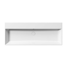 KUBE X lavabo en céramique 120x47cm, bord de fond, pas de trou de robinet, blanc ExtraGlaze