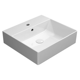 KUBE X lavabo en céramique 50x47cm, bord inférieur groud, blanc ExtraGlaze