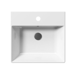 KUBE X lavabo en céramique 50x47cm, bord inférieur groud, blanc ExtraGlaze