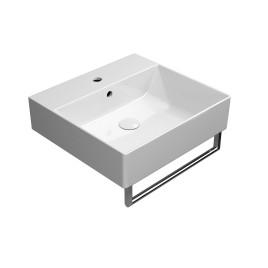 KUBE X lavabo en céramique 50x47cm, bord inférieur groud, blanc ExtraGlaze
