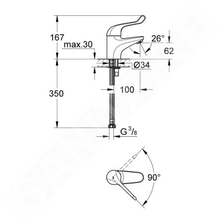 Grohe Euroeco Special - Mitigeur de lavabo à levier, chrome 32789000