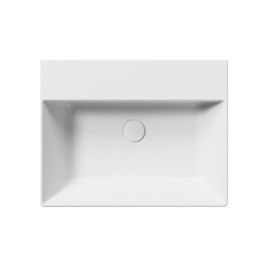 KUBE X lavabo en céramique 60x47cm, bord inférieur groud, pas de trou de robinet, blanc mat