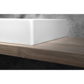 KUBE X lavabo en céramique 60x47cm, bord inférieur groud, pas de trou de robinet, blanc mat