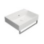 KUBE X lavabo en céramique 60x47cm, bord inférieur groud, pas de trou de robinet, blanc mat