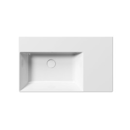 KUBE X lavabo en céramique 80x47cm, plateau droit, bord inférieur groud, pas de trou de robinet, blanc ExtraGlaze