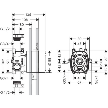 Axor Corps d’encastrement - Corps d’encastrement pour thermostat encastré 10754180
