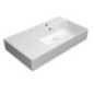 KUBE X lavabo en céramique 80x47cm, étagère gauche, bord de fond groud, blanc ExtraGlaze KUBE X lavabo en céramique 80x47cm, étagère gauche, bord de fond groud, blanc ExtraGlaze