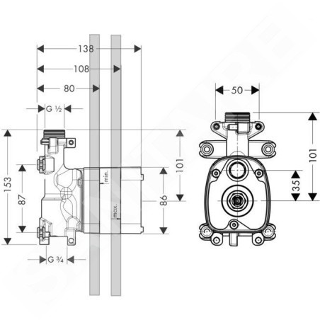 Axor Corps d’encastrement - Corps d’encastrement pour module de douchette 10650180