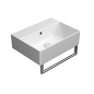 KUBE X lavabo en céramique 45x35cm, bord de fond, pas de trou de robinet, blanc ExtraGlaze