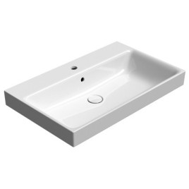 NUBES lavabo en céramique 80x50cm, bord de fond groudé, blanc ExtraGlaze