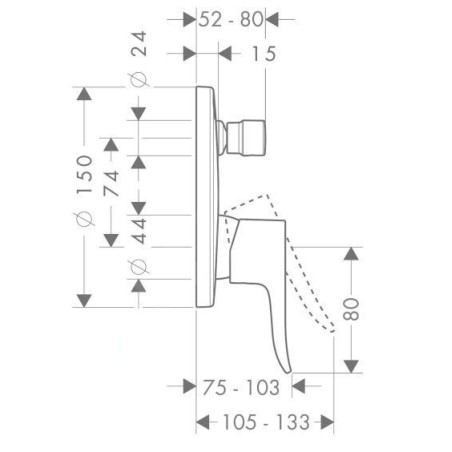 Hansgrohe Metris New - Mitigeur de baignoire à levier encastré, chrome 31487000