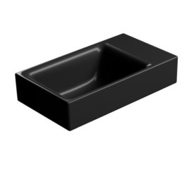 NUBES lavabo en céramique 40x23cm, bord de fond, pas de trou de robinet, droit / gauche, noir mat
