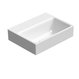NUBES lavabo en céramique 36x28cm, bord de fond groud, pas de trou de robinet, blanc ExtraGlaze