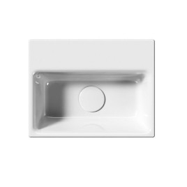 NUBES lavabo en céramique 36x28cm, bord de fond groud, pas de trou de robinet, blanc ExtraGlaze