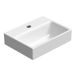 NUBES lavabo en céramique 36x28cm, bord de fond groudé, blanc ExtraGlaze