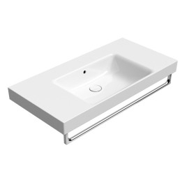 SAND lavabo en céramique 100x50cm avec étagères, bord de fond groud, pas de trou de robinet, blanc ExtraGlaze