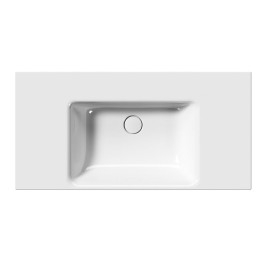 SAND lavabo en céramique 100x50cm avec étagères, bord de fond groud, pas de trou de robinet, blanc ExtraGlaze