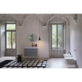 SAND lavabo en céramique 100x50cm avec étagères, bord de fond groud, blanc ExtraGlaze