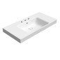 SAND lavabo en céramique 100x50cm avec étagères, bord de fond groud, 3 trous de robinet, blanc ExtraGlaze SAND lavabo en céramique 100x50cm avec étagères, bord de fond groud, 3 trous de robinet, blanc ExtraGlaze