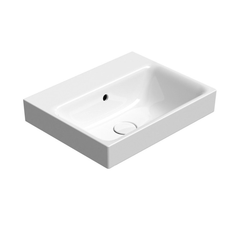 NUBES lavabo en céramique 50x40cm, bord de fond groudé, pas de trou de robinet, blanc ExtraGlaze NUBES lavabo en céramique 50x40cm, bord de fond groudé, pas de trou de robinet, blanc ExtraGlaze