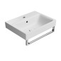 NUBES lavabo en céramique 50x40cm, bord inférieur groudé, tapis blanc