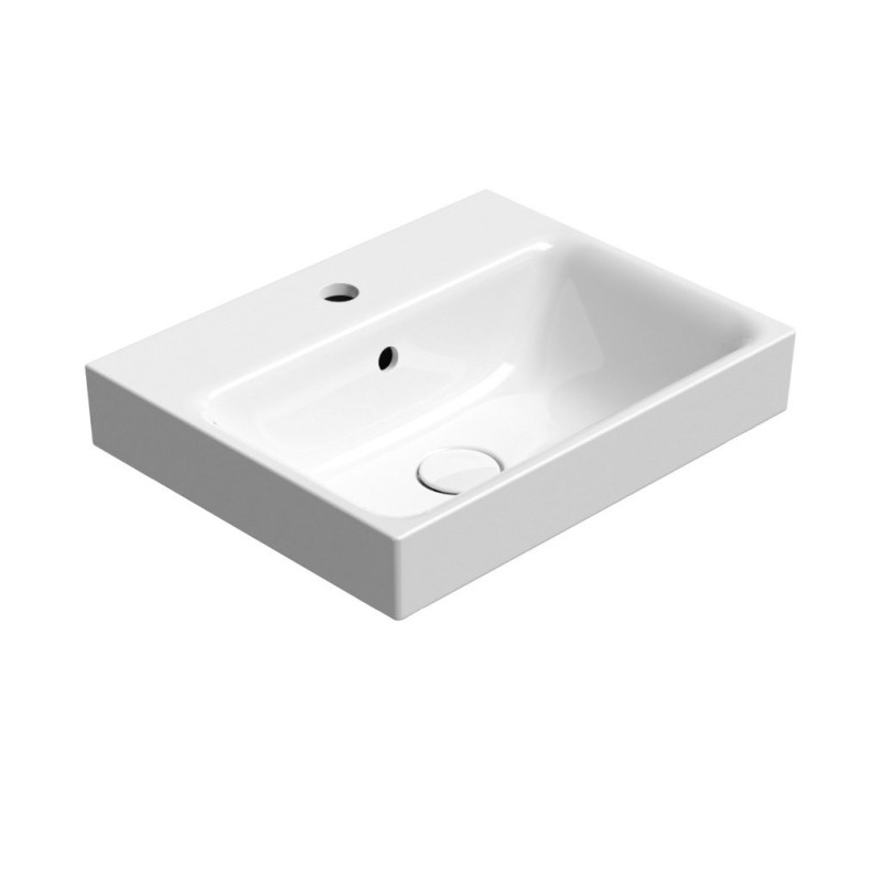 NUBES lavabo en céramique 50x40cm, bord de fond groudé, blanc ExtraGlaze NUBES lavabo en céramique 50x40cm, bord de fond groudé, blanc ExtraGlaze