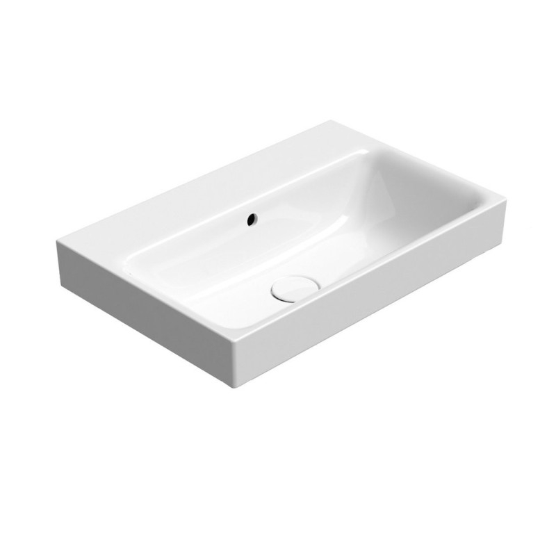 NUBES lavabo en céramique 60x40cm, bord de fond groudé, pas de trou de robinet, blanc ExtraGlaze NUBES lavabo en céramique 60x40cm, bord de fond groudé, pas de trou de robinet, blanc ExtraGlaze