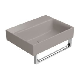 NUBES lavabo en céramique 40x32cm, bord de fond groud, pas de trou de robinet, tortora mat