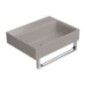 NUBES lavabo en céramique 40x32cm, bord de fond groud, pas de trou de robinet, tortora mat