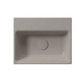 NUBES lavabo en céramique 40x32cm, bord de fond groud, pas de trou de robinet, tortora mat
