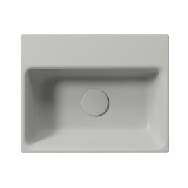 NUBES lavabo en céramique 40x32cm, bord de fond, pas de trou de robinet, cenere mat