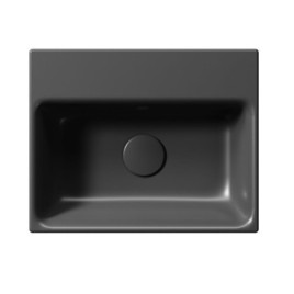 NUBES lavabo en céramique 40x32cm, bord de fond, pas de trou de robinet, noir mat