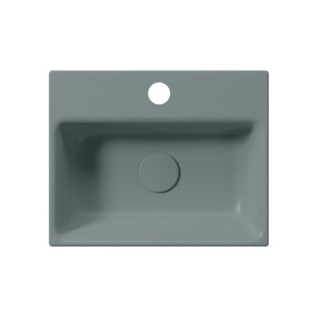 NUBES lavabo en céramique 40x32cm, bord inférieur groud, agave mat