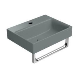 NUBES lavabo en céramique 40x32cm, bord inférieur groud, agave mat