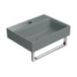 NUBES lavabo en céramique 40x32cm, bord inférieur groud, agave mat
