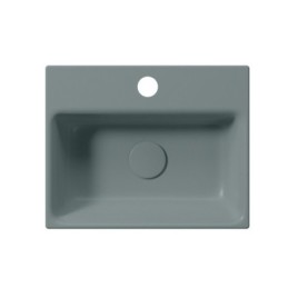 NUBES lavabo en céramique 40x32cm, bord inférieur groud, agave mat