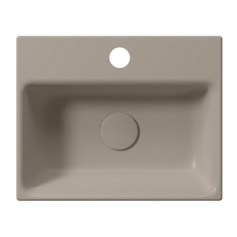NUBES lavabo en céramique 40x32cm, bord inférieur groud, tortora mat