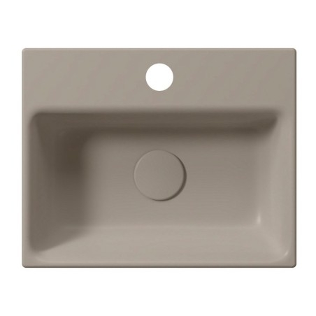 NUBES lavabo en céramique 40x32cm, bord inférieur groud, tortora mat