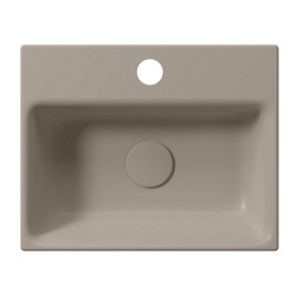 NUBES lavabo en céramique 40x32cm, bord inférieur groud, tortora mat